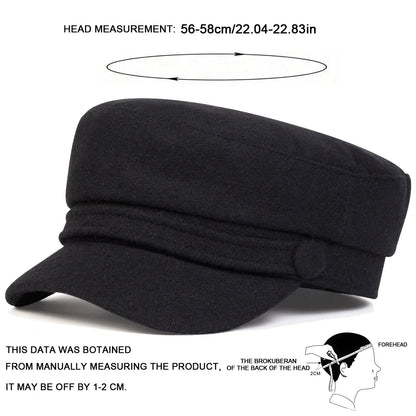 Unisex Solid Color Imitation Wool Military Hats