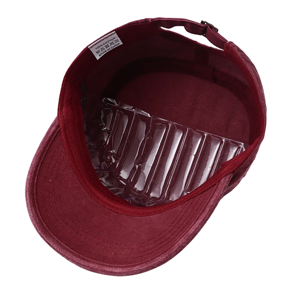 2024 New Letter Embroidery Washed Cotton Flat Top Military Cap