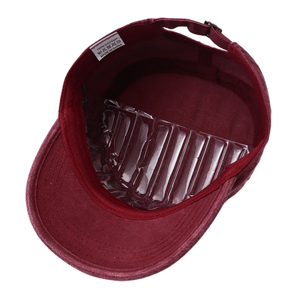 2024 New Letter Embroidery Washed Cotton Flat Top Military Cap
