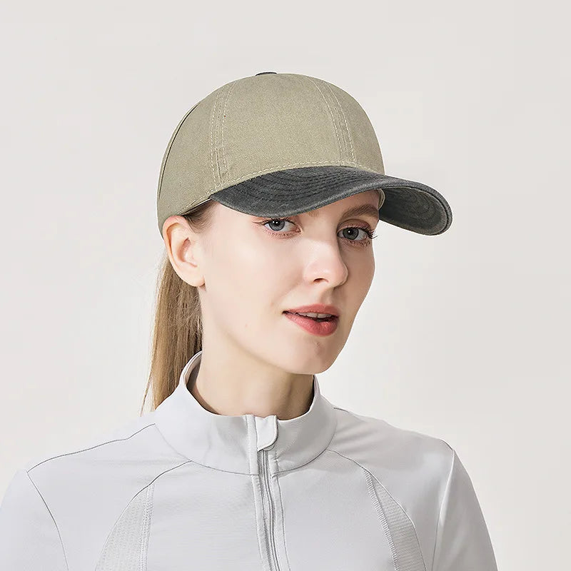 Spring And Summer New Washed Color-Blocked High Ponytail Baseball Cap