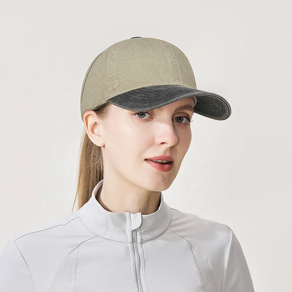 Spring And Summer New Washed Color-Blocked High Ponytail Baseball Cap