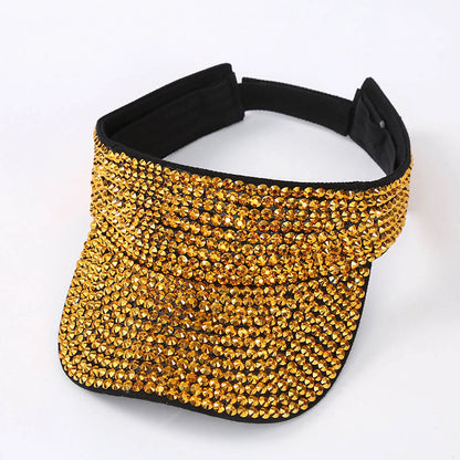 Glitter Visor Shiny Rhinestones Sport Cap Solid Empty Top Hats