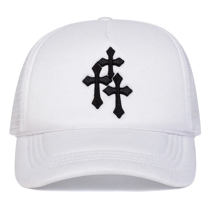 Unisex Cross Embroidery Baseball Net Caps Spring And Summer