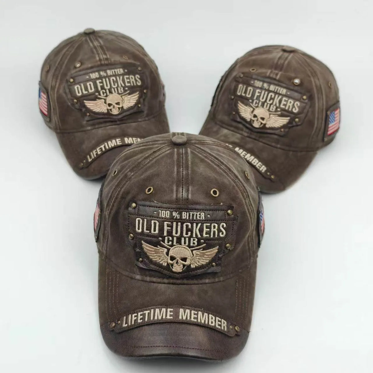 American Punk Old Timer Club Fashion Casual Washed Vintage Baseball Cap Embroidered Style Unisex Duckbill Cap