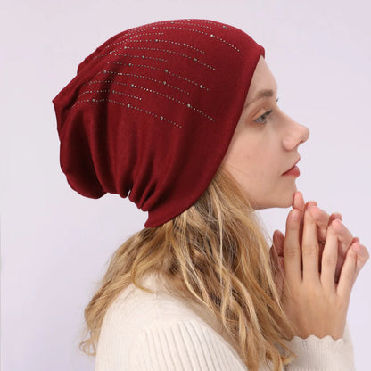 Women's New Double-Layer Cotton Bead Pullover Hat