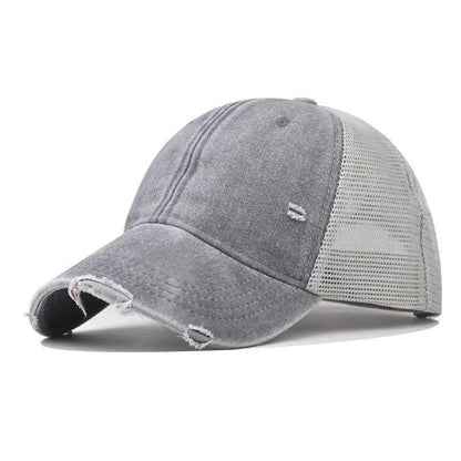 Cotton Washed Distressed Mesh Breathable Summer Baseball Cap