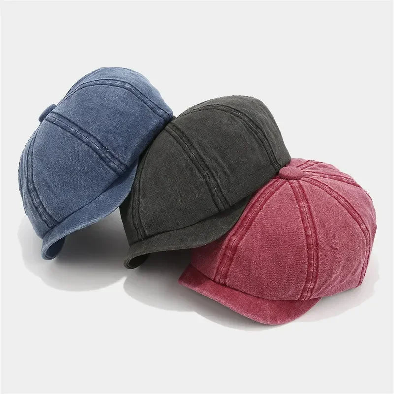 Four Seasons Cotton Solid Newsboy Caps Octagonal Cap