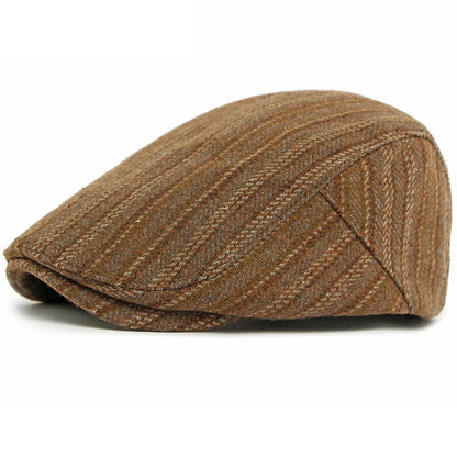 Men Berets Women Retro Striped Artist Painter Wool Beret Hat