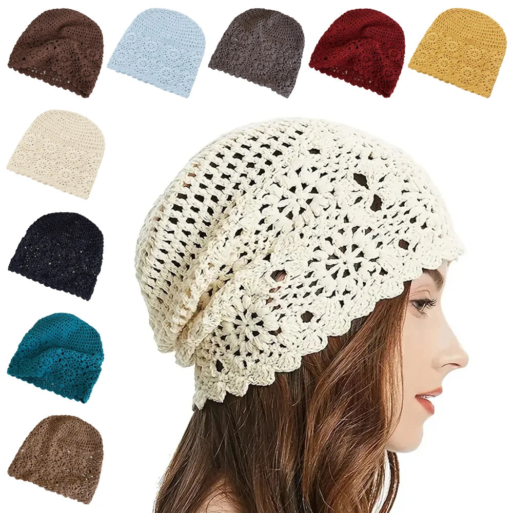 New Vintage Artistic Beret Cap Hand-Made Breathable Knitted Hat