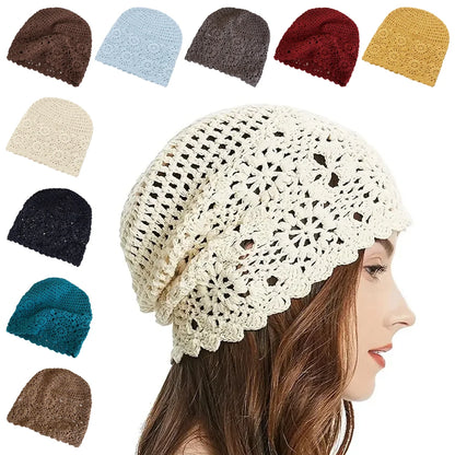 New Vintage Artistic Beret Cap Hand-Made Breathable Knitted Hat
