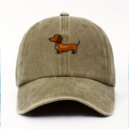 Cute Sausage Dog Pattern Printed Baseball Hat with Snap Button Lightweight Valentine's Day Gift