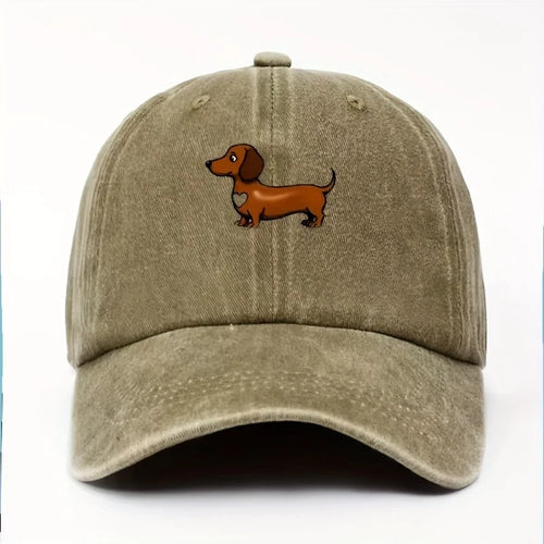 Cute Sausage Dog Pattern Printed Baseball Hat with Snap Button Lightweight Valentine's Day Gift