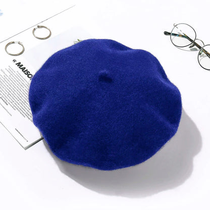 Wool Beret Hat Women Winter Thick French Hat Girls Solid Color Autumn