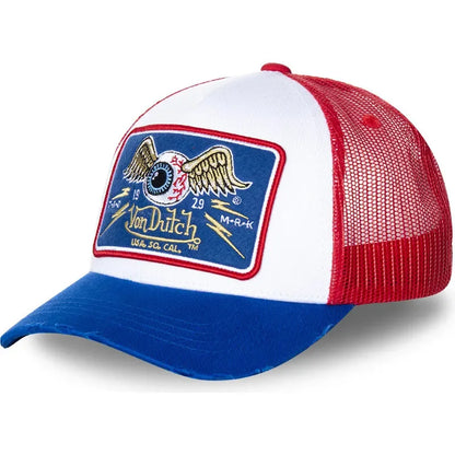Casual Fashion VON Baseball Cap Breathable Shade Alphabet Embroidery Sunblock Mesh Embroidered DUTCH Trucker Hat