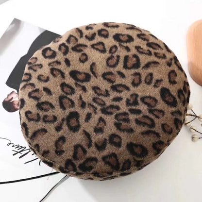 Women's Leopard Print Hat Fashion Beret Vintage Hats