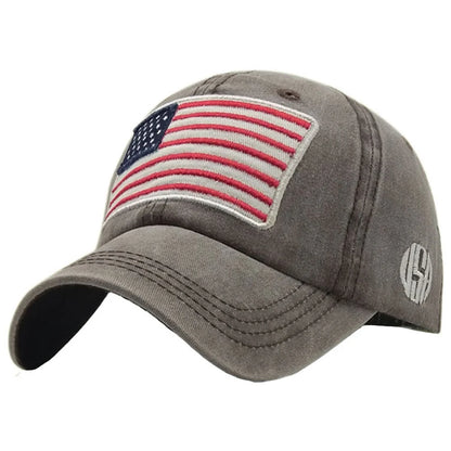 USA Flag Men's Baseball Cap Retro Embroidery Washed Cotton Dad Hats