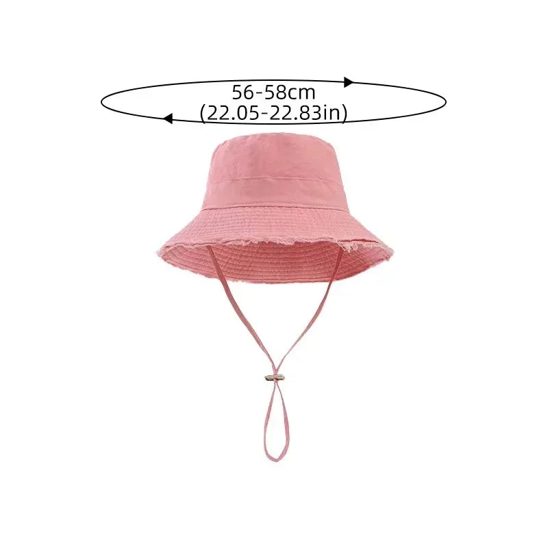 Women Korean Pink Large-Brimmed Bucket Hat