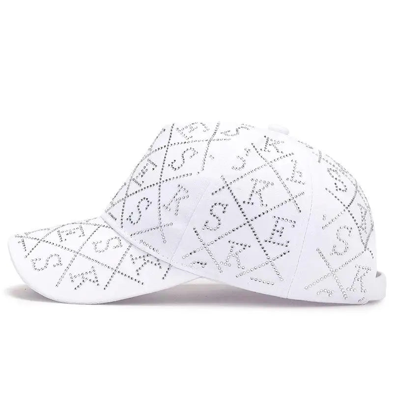 Korean Style Glittering Diamond Letter Baseball Cap