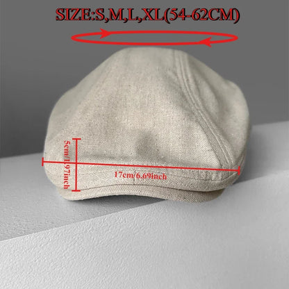 Summer Linen Breathable Big Size Berets Newsboy Caps