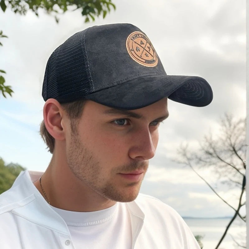Circular leather label Summer Men Mesh Baseball Cap For Women
