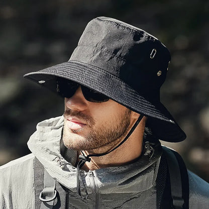 New Men's Wide Brim Sun Hat - Waterproof UV Protection Safari Bucket Hat
