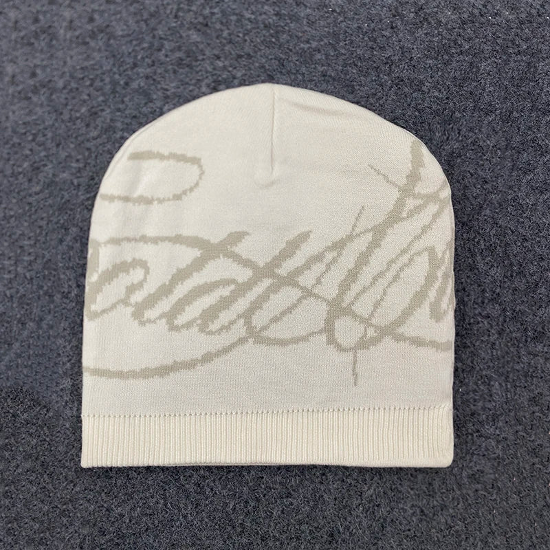 Warm Jacquard Letter Knitted Woolen Hat For Men And Women Autumn Winter
