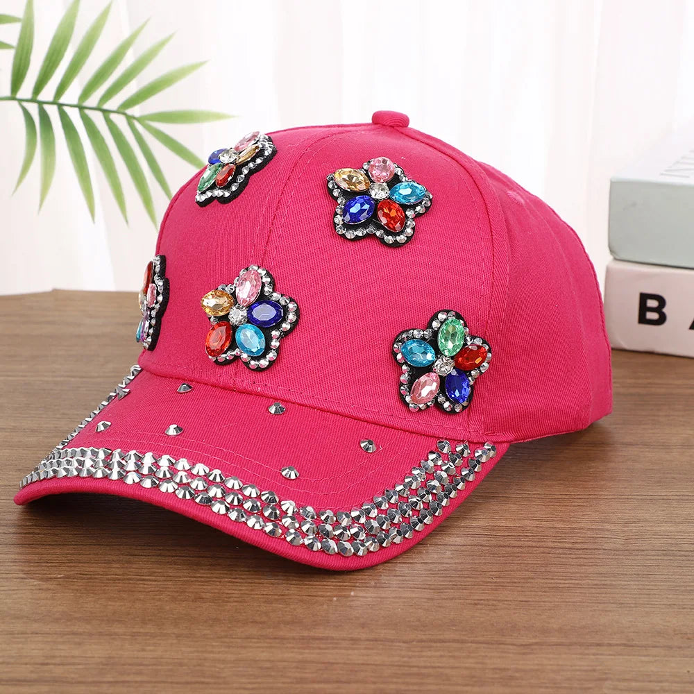 Colorful Flower Shining Baseball Cap Unique Stylish Cowboy Hat