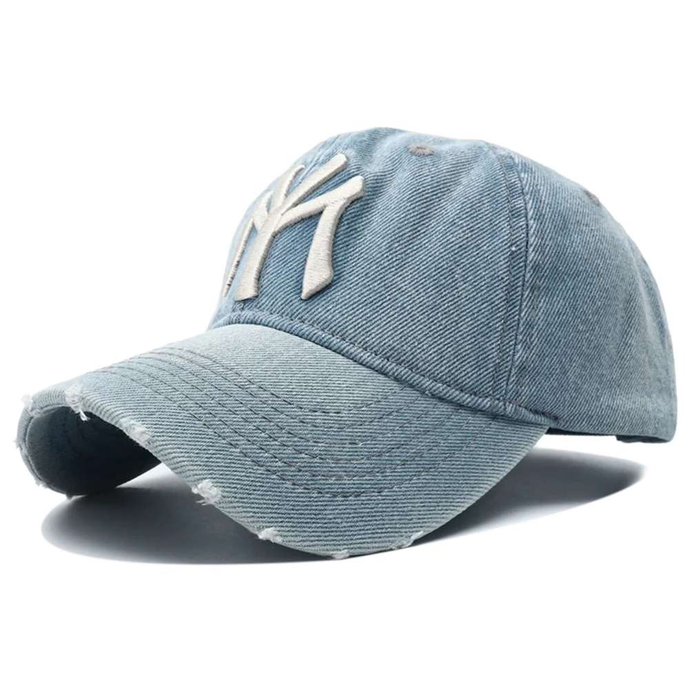 High Quality MY Embroidered Washed Denim Baseball Cap