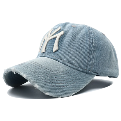 High Quality MY Embroidered Washed Denim Baseball Cap