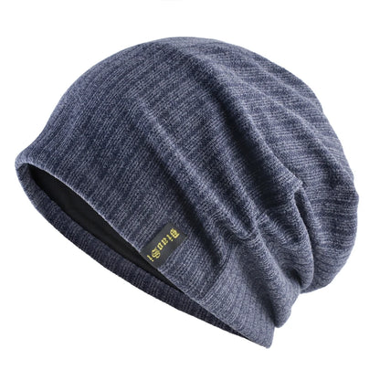 Double Lined Ribbed Slouch Beanie Hat For Men Women