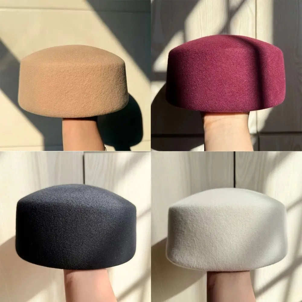 Fashion 100% Wool Top Hat Hard Top Flat Elegant Fedoras Hats