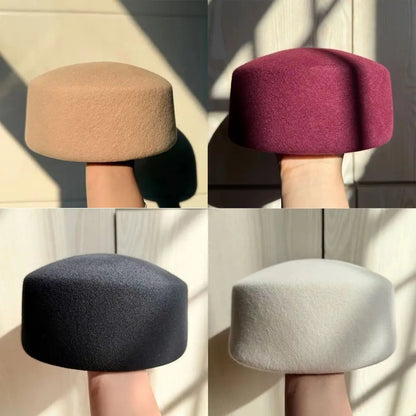 Fashion 100% Wool Top Hat Hard Top Flat Elegant Fedoras Hats