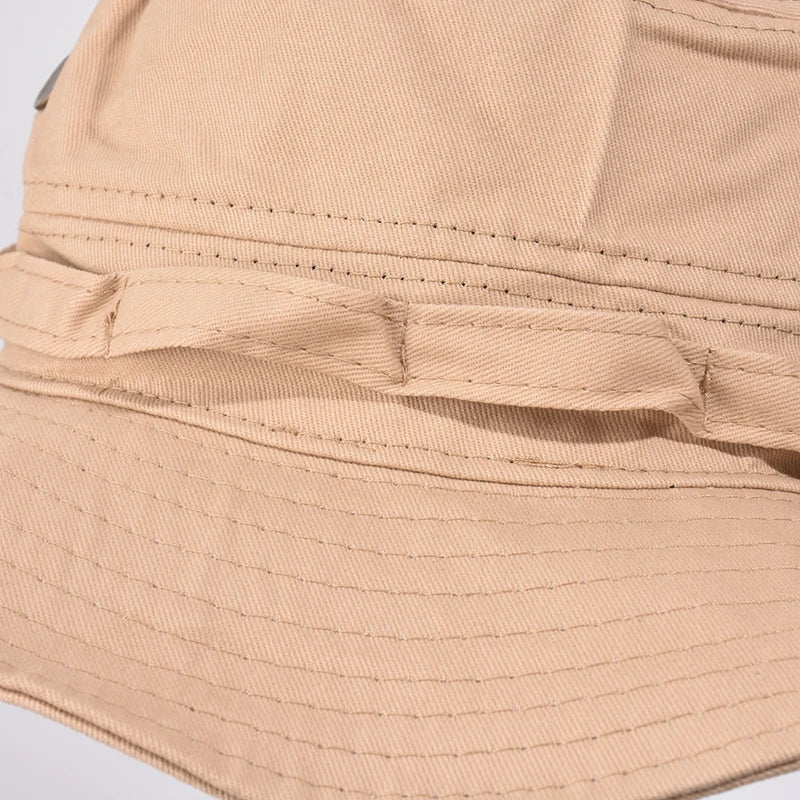 Newest Four Seasons Cotton Solid Bucket Hat With Small Pocket Fisherman Hat