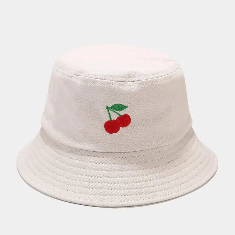 2024 Panama Bucket Hat Fruit Strawberry Embroidered Fishing Cap