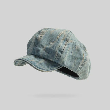 Women's Vintage Washed Denim Cloud Berets Octagonal Retro Cap