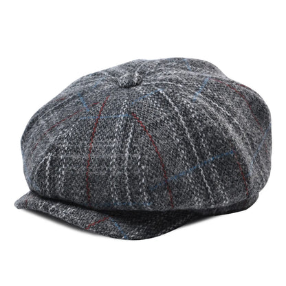Wool Tweed Newsboy Cap Herringbone Men British Gatsby Retro Hat