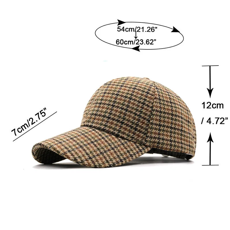 Plaid Baseball Cap - Warm, Lightweight & Adjustable