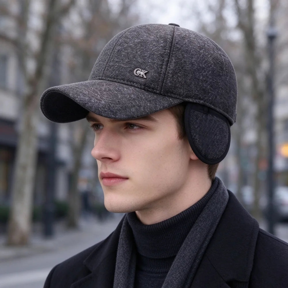 Thickened Warm Winter Hat Color Block Earflap Baseball Cap Ear Protection Adjustable Outdoor Casual Cap