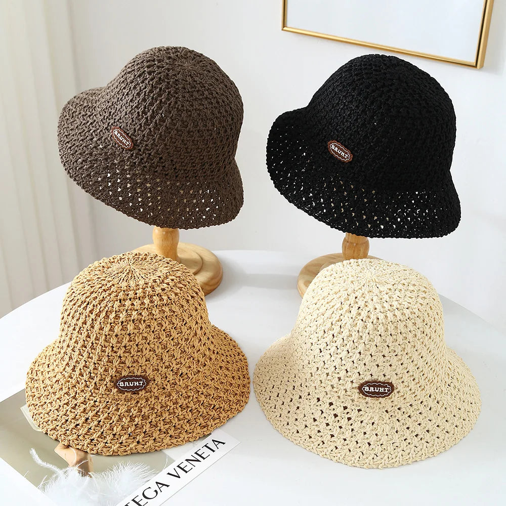 Woven Straw Rope Bucket Outdoor Cap Sunshade Ins Fashion Good Bucket Hats