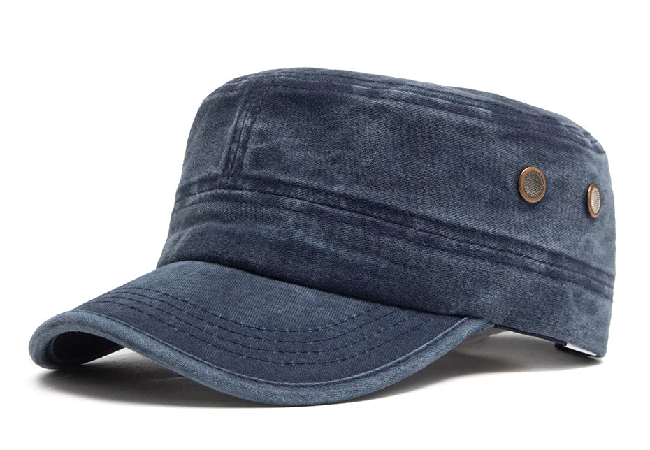 Men Flat Army Hat Washed Cotton Vintage Visor Baseball Cap Hunting Militarily Caps Casual Outdoor