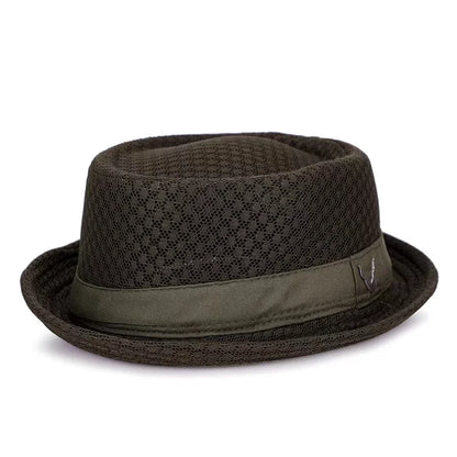 New Breathable Hat England Mesh Flat Straw Hat Retro England Jazz Foldable Sun Hats