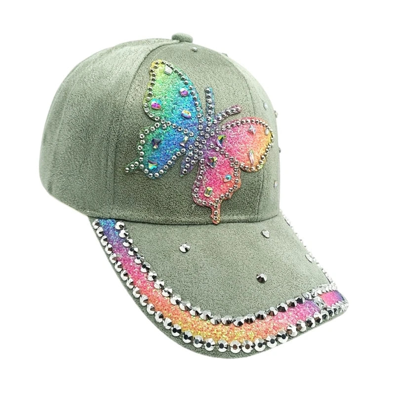 2000s Butterfly Pattern Baseball Cap Long Brims Sun Hat