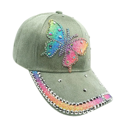 2000s Butterfly Pattern Baseball Cap Long Brims Sun Hat