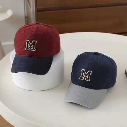Children's Hat Letter M Washed Cap Korean Style New Sun Hat