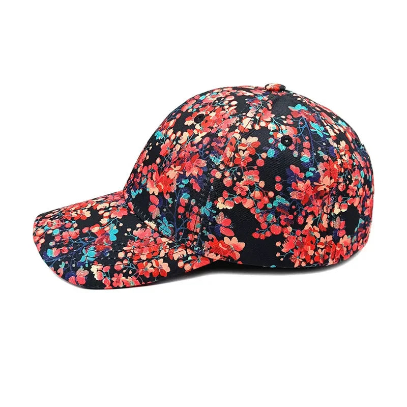 Four Seasons Polyester Flower Print Casquette Baseball Cap