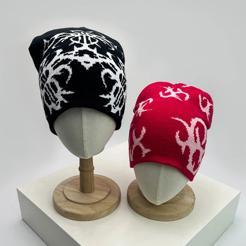 European Style Pattern Wool Knitted Hats Personal Warm Hip Hop