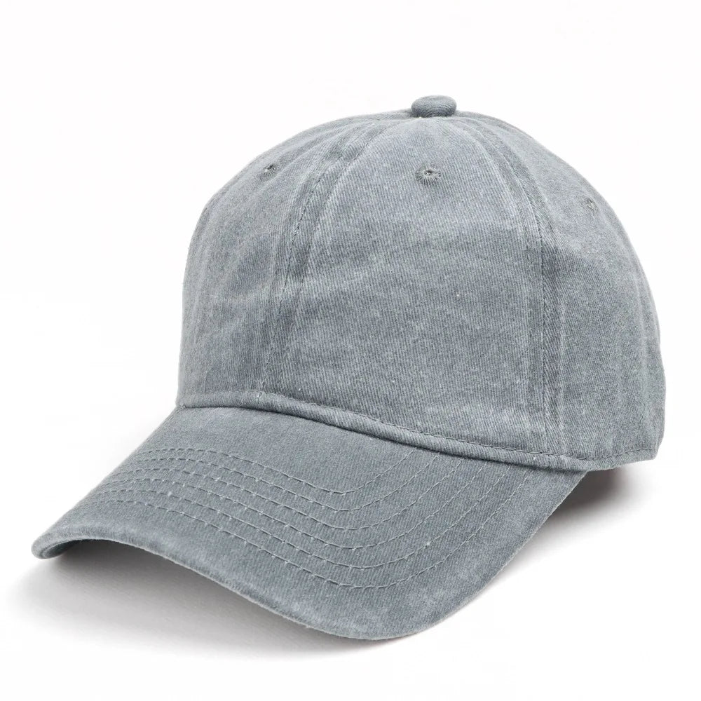 Vintage Wash Cotton Baseball Cap Unisex Plain Soft Crown Sun Visor Dad Hat