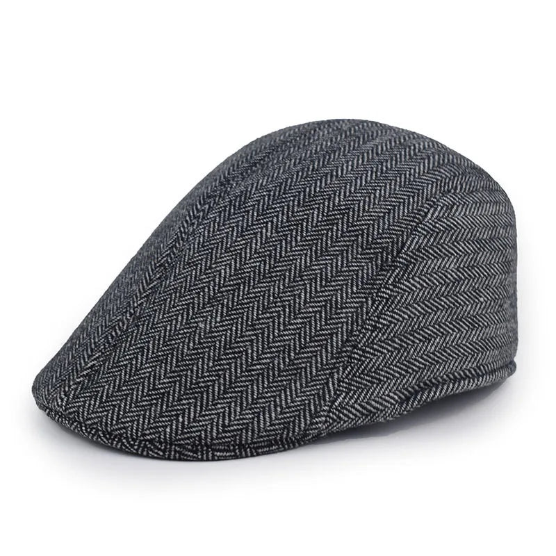 Fashion Berets Men High Quality Autumn Winter Wool Hat Herringbone Flat Cap