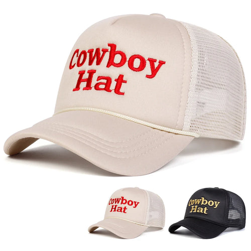 Unisex Cowboy Hat Letter Embroidery Baseball Net Caps Spring Summer