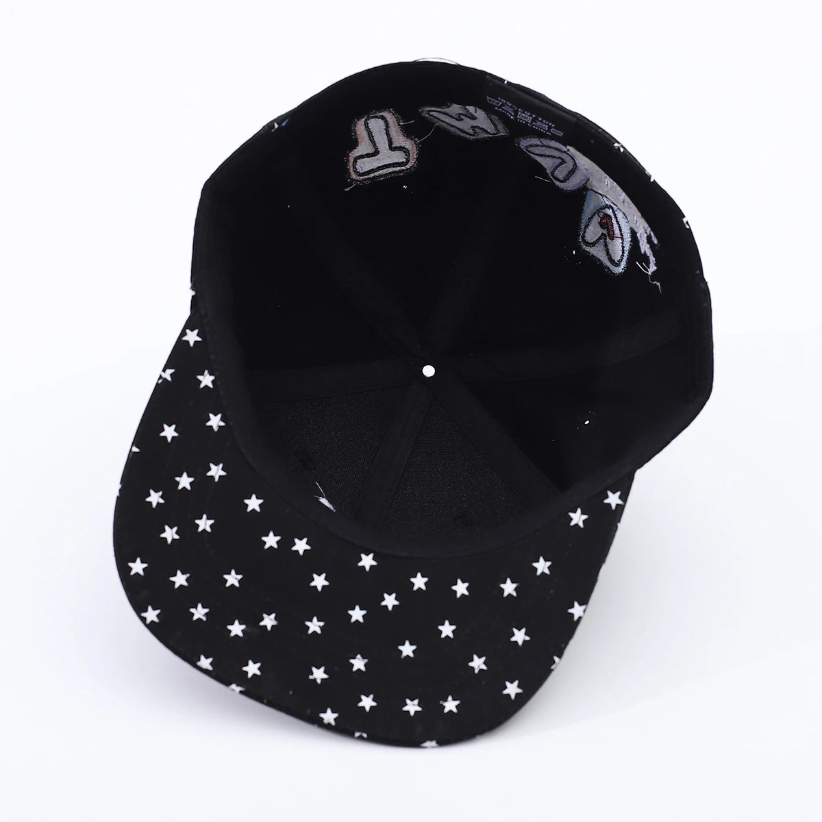 Full Print White Star-Letter A Flat Brim Hat